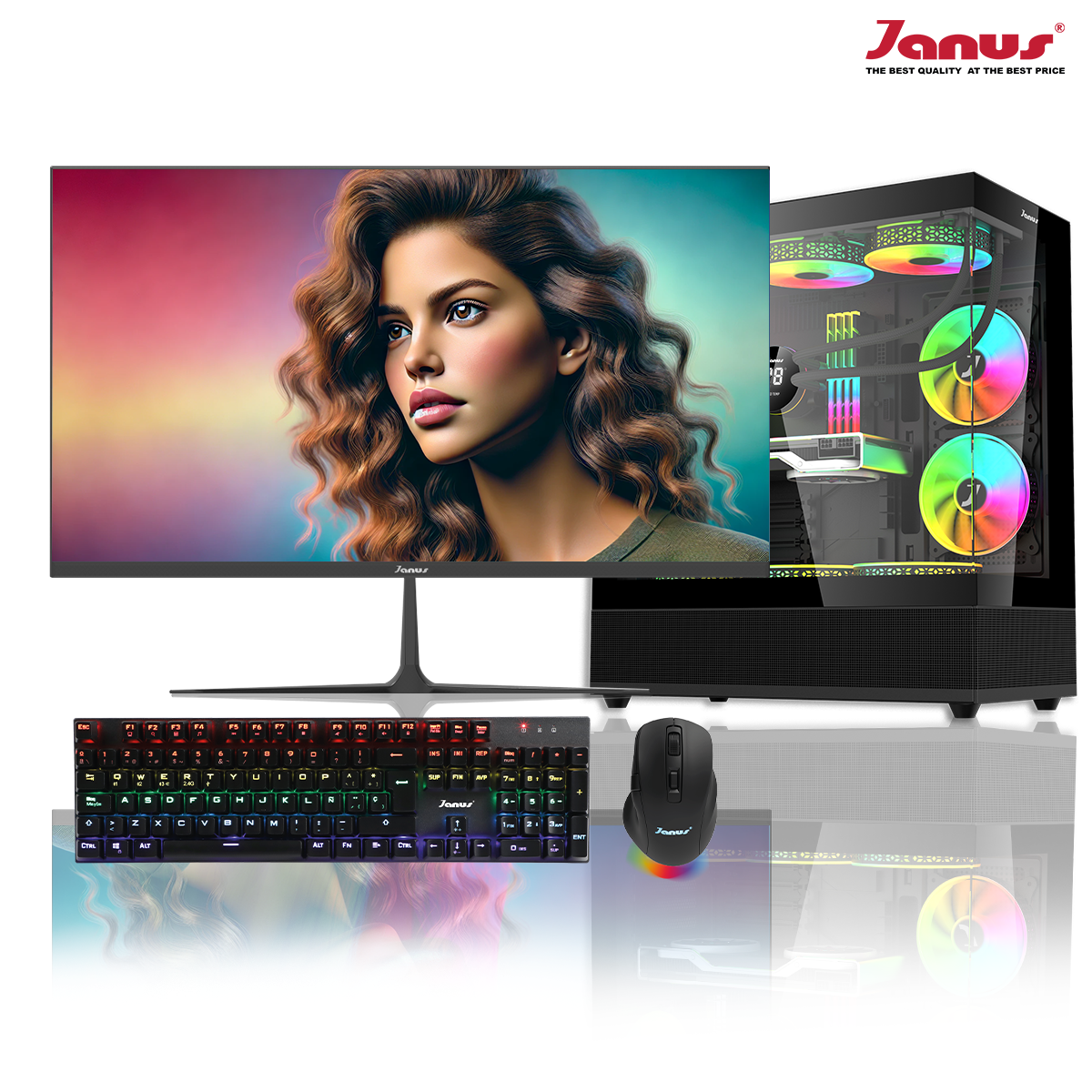 COMPUTADOR DE ESCRITORIO JANUS AMD RYZEN 7 9700X MEMORIA RAM 32GB RGB DDR5 SSD 1TB M.2  RTX 4060 BOARD B650 GAMING PLUS WIFI   REFRIGERACION LIQUIDA 360MM NEGRAFUENTE JANUS 650W 80 PLUS BRONZE