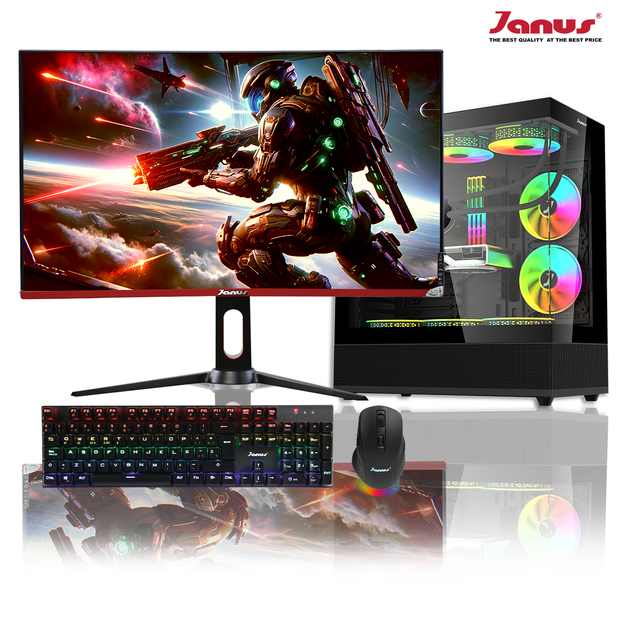 COMPUTADOR DE ESCRITORIO JANUS AMD RYZEN 7 9700X MEMORIA RAM 32GB RGB DDR5 SSD 1TB M.2  RTX 4060 BOARD B650 GAMING PLUS WIFI   REFRIGERACION LIQUIDA 360MM NEGRAFUENTE JANUS 650W 80 PLUS BRONZE