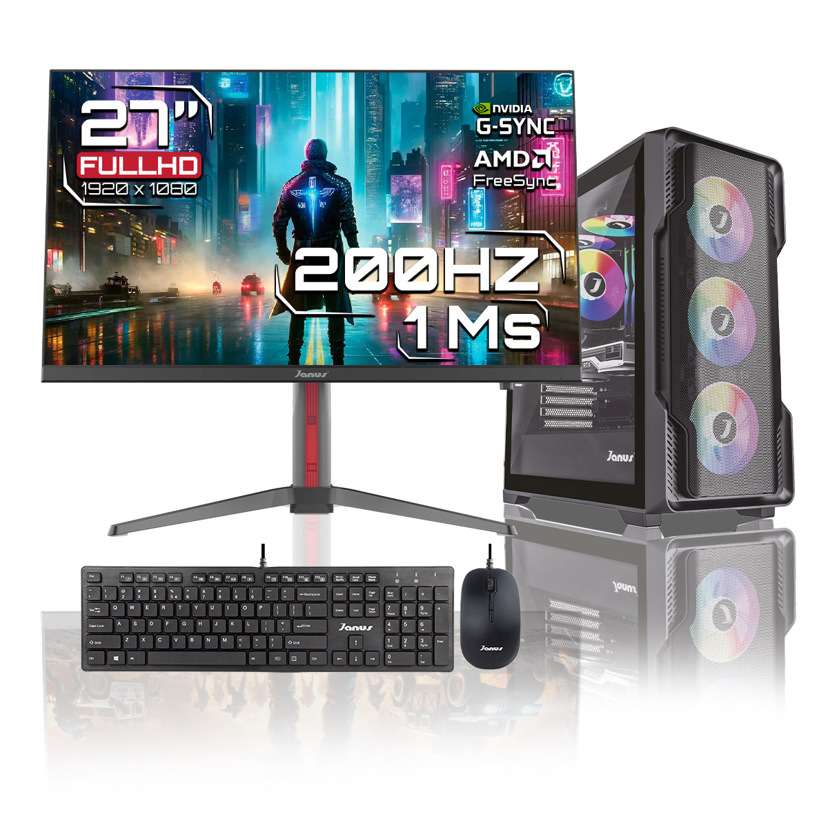 Computador Gamer Janus Intel Core I5 12400 Memoria Ram 16Gb Rgb Ssd 512Gb M.2   Board B760M-Hdv/M.2   Disipador Argb Fuente Janus 350W